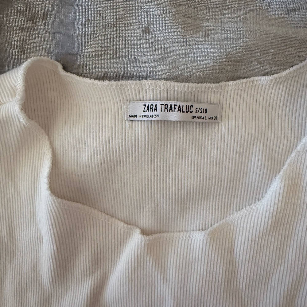 Zara Cream Ribbed Crop Top